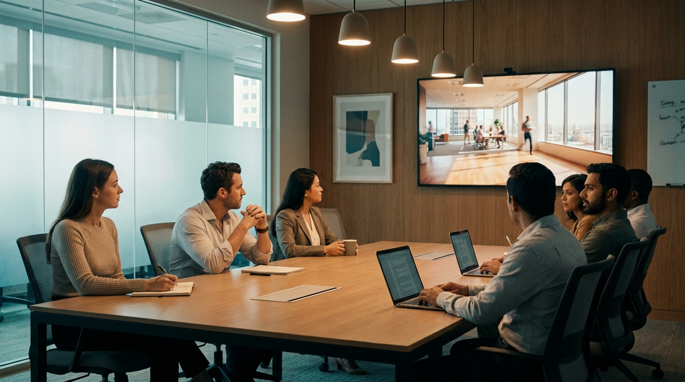corporate brand manager reviewing a brand film